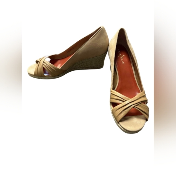 Cole Haan x Nike Air Platform Wedge Heels Size 10B Peep Toe NIB - Picture 3 of 9